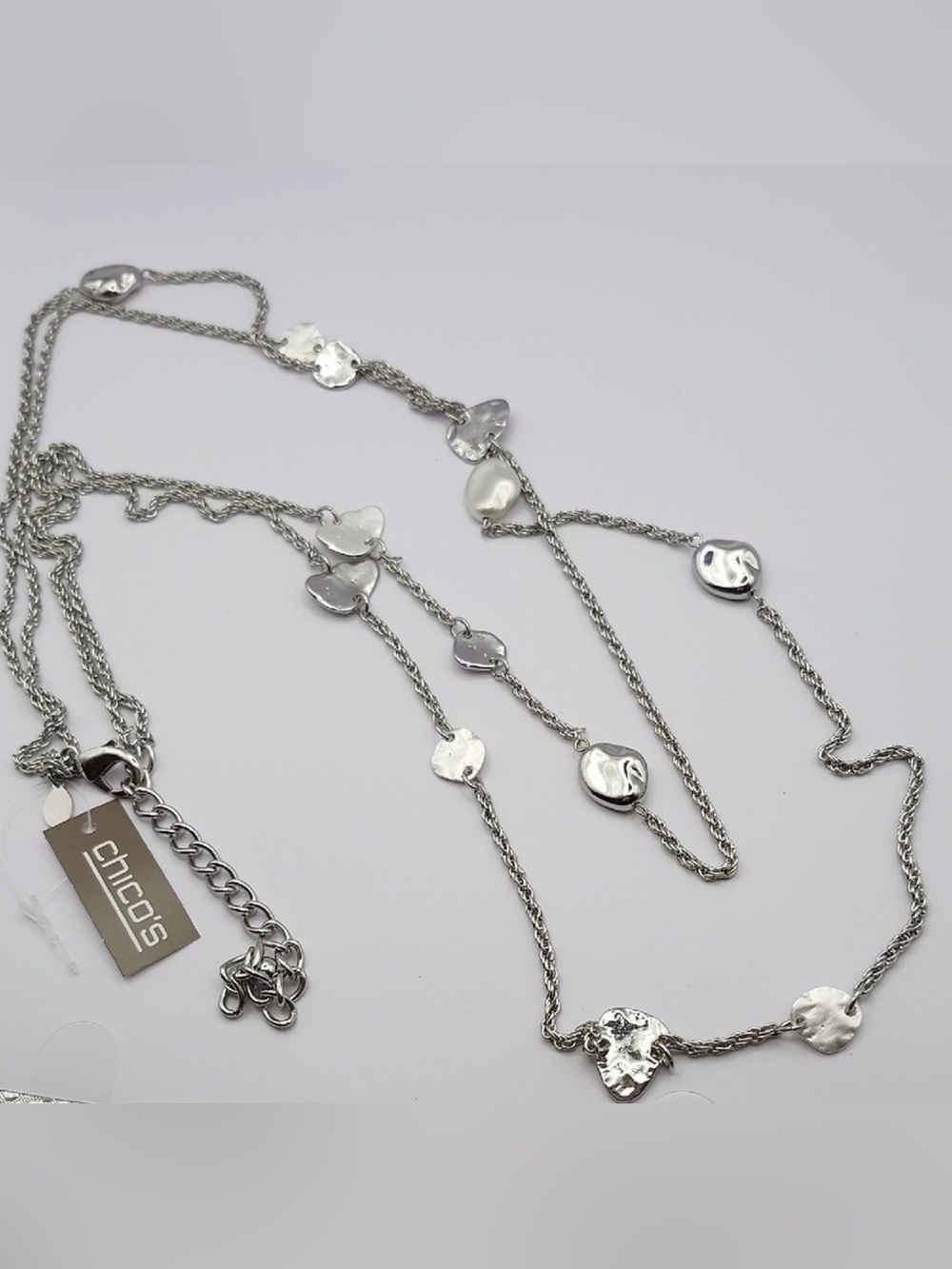 Chico's Silver-Tone Hammered Disc Layered Necklace
